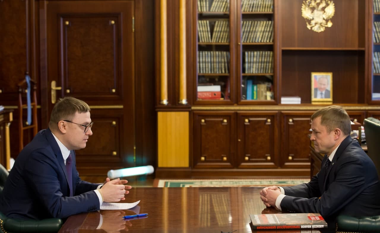 Алексей Текслер встретился с президентом общественной организации «ОПОРА РОССИИ» Александром Калининым 