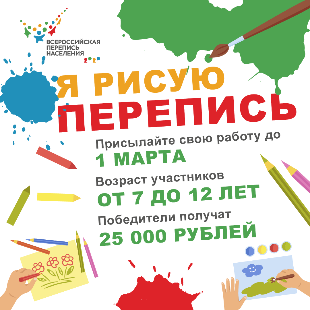 Информация о конкурсе детского рисунка в рамках подготовки к Всероссийской переписи населения
